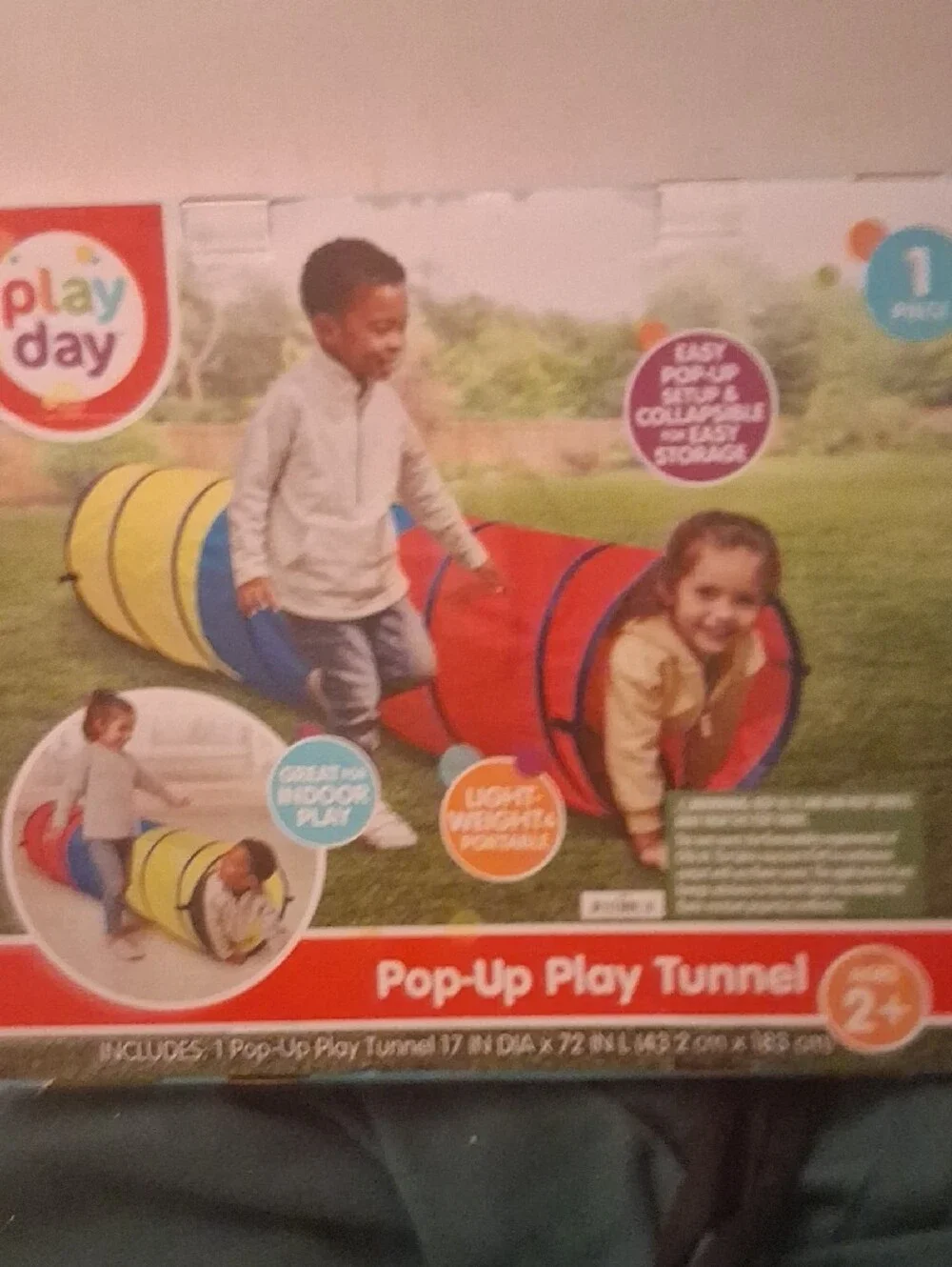 Play Day Pop-Up Play Tunnel - Red, Yellow & Blue